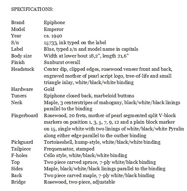 emperor 15733 specs